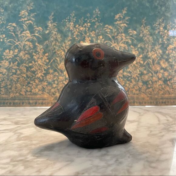 Vintage Oaxaca Negro Mexican Pottery Bird Vase - Picture 2 of 7